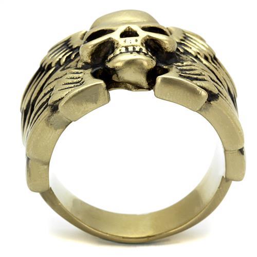 TK2445 - IP Antique Copper Stainless Steel Ring with Epoxy  in Jet LuxuryLifeWay Online Store