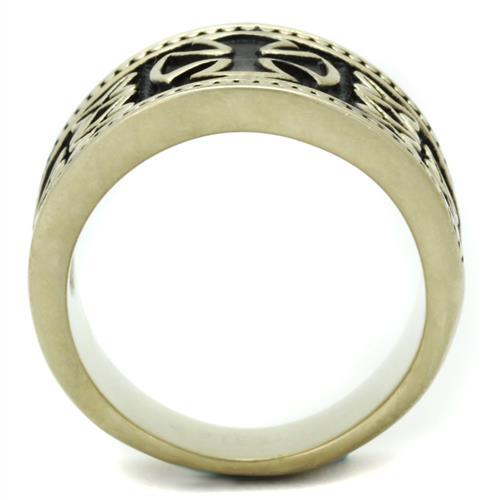 TK2469 - IP Antique Copper Stainless Steel Ring with Epoxy  in Jet LuxuryLifeWay Online Store