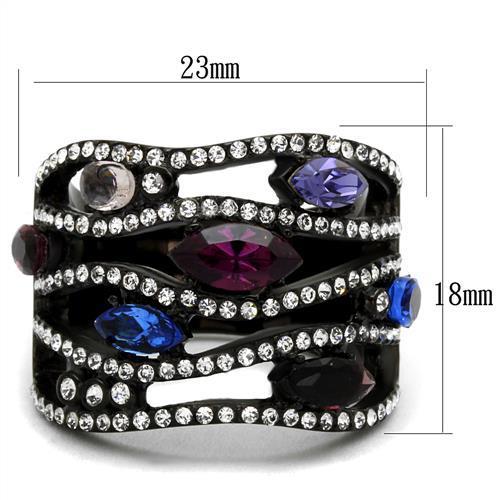 TK2480 - IP Black(Ion Plating) Stainless Steel Ring with Top Grade Crystal  in Multi Color LuxuryLifeWay Online Store