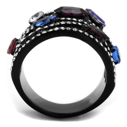 TK2480 - IP Black(Ion Plating) Stainless Steel Ring with Top Grade Crystal  in Multi Color LuxuryLifeWay Online Store