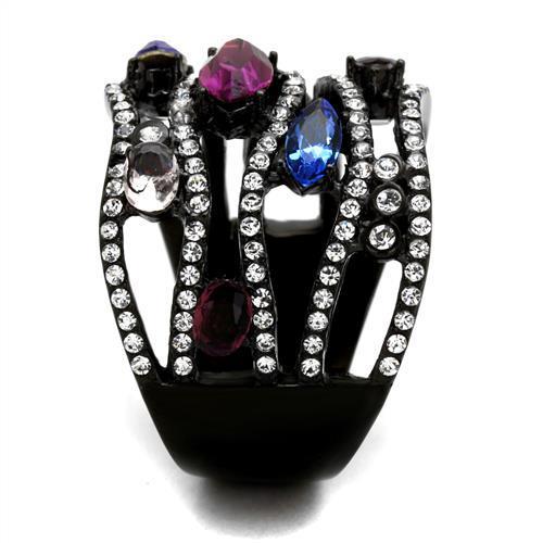 TK2480 - IP Black(Ion Plating) Stainless Steel Ring with Top Grade Crystal  in Multi Color LuxuryLifeWay Online Store