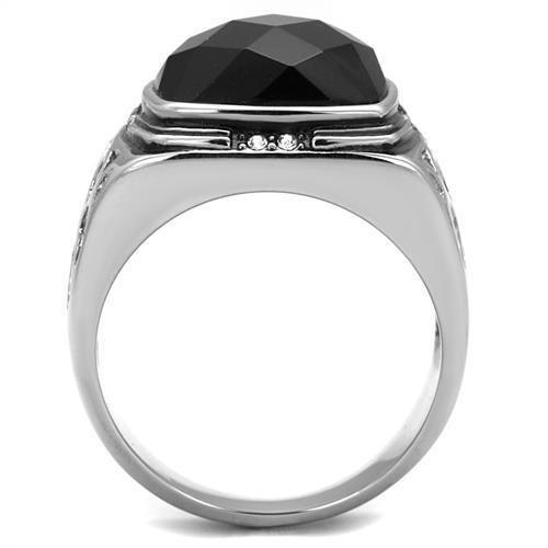 TK2514 - High polished (no plating) Stainless Steel Ring with Synthetic Onyx in Jet LuxuryLifeWay Online Store