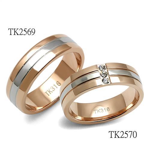 TK2569 - Two-Tone IP Rose Gold Stainless Steel Ring with No Stone LuxuryLifeWay Online Store