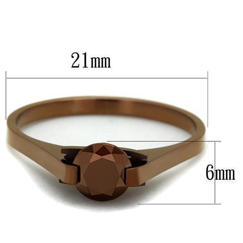 TK2592 - IP Coffee light Stainless Steel Ring with AAA Grade CZ  in Light Coffee LuxuryLifeWay Online Store