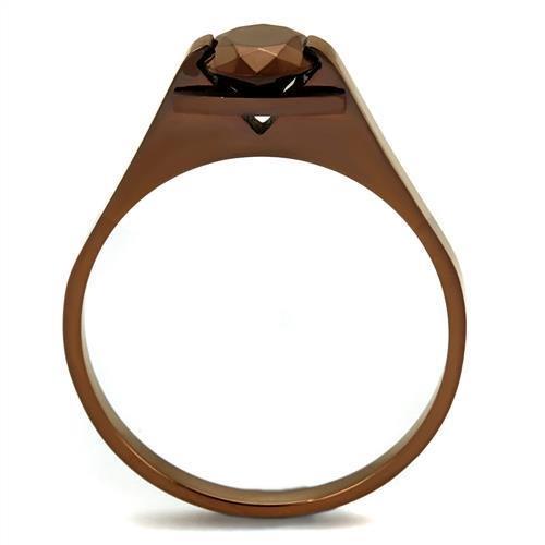 TK2592 - IP Coffee light Stainless Steel Ring with AAA Grade CZ  in Light Coffee LuxuryLifeWay Online Store