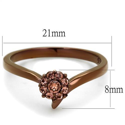TK2612 - IP Coffee light Stainless Steel Ring with Top Grade Crystal  in Light Peach LuxuryLifeWay Online Store