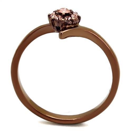 TK2612 - IP Coffee light Stainless Steel Ring with Top Grade Crystal  in Light Peach LuxuryLifeWay Online Store