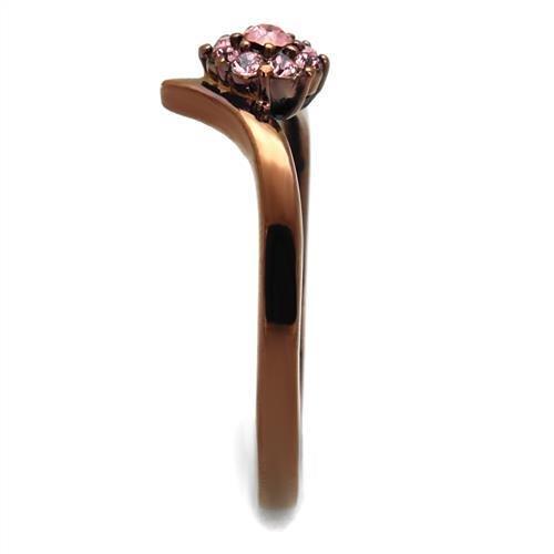 TK2612 - IP Coffee light Stainless Steel Ring with Top Grade Crystal  in Light Peach LuxuryLifeWay Online Store