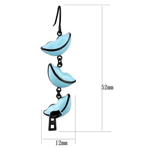 TK2624 - IP Black(Ion Plating) Stainless Steel Earrings with Epoxy  in Sea Blue LuxuryLifeWay Online Store
