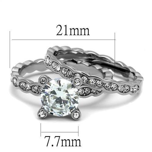 TK2659 - High polished (no plating) Stainless Steel Ring with AAA Grade CZ  in Clear LuxuryLifeWay Online Store
