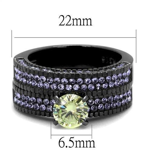 TK2672 - IP Light Black  (IP Gun) Stainless Steel Ring with AAA Grade CZ  in Apple Green color LuxuryLifeWay Online Store