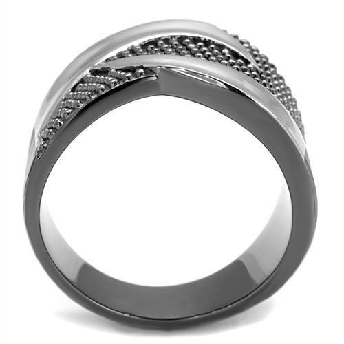 TK2700 - Two Tone IP Light Black (IP Gun) Stainless Steel Ring with No Stone LuxuryLifeWay Online Store