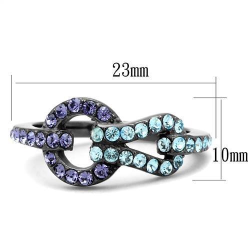 TK2752 - IP Light Black  (IP Gun) Stainless Steel Ring with Top Grade Crystal  in Tanzanite LuxuryLifeWay Online Store