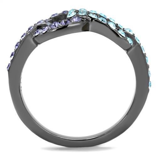 TK2752 - IP Light Black  (IP Gun) Stainless Steel Ring with Top Grade Crystal  in Tanzanite LuxuryLifeWay Online Store