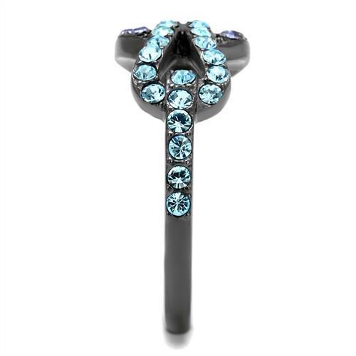 TK2752 - IP Light Black  (IP Gun) Stainless Steel Ring with Top Grade Crystal  in Tanzanite LuxuryLifeWay Online Store