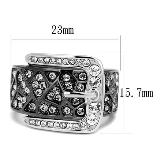TK2769 - Two-Tone IP Black Stainless Steel Ring with Top Grade Crystal  in Black Diamond LuxuryLifeWay Online Store