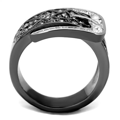 TK2769 - Two-Tone IP Black Stainless Steel Ring with Top Grade Crystal  in Black Diamond LuxuryLifeWay Online Store