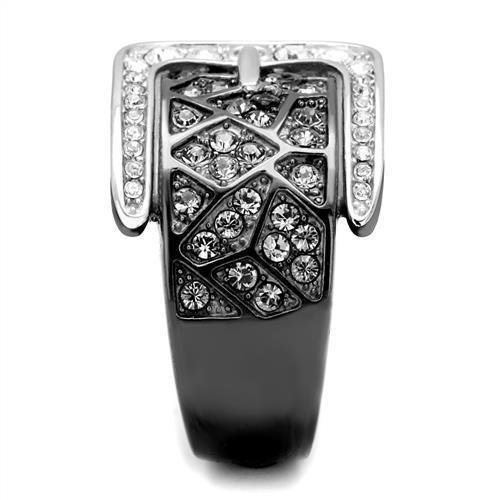 TK2769 - Two-Tone IP Black Stainless Steel Ring with Top Grade Crystal  in Black Diamond LuxuryLifeWay Online Store