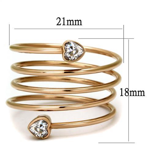 TK2836 - IP Rose Gold(Ion Plating) Stainless Steel Ring with AAA Grade CZ  in Clear LuxuryLifeWay Online Store