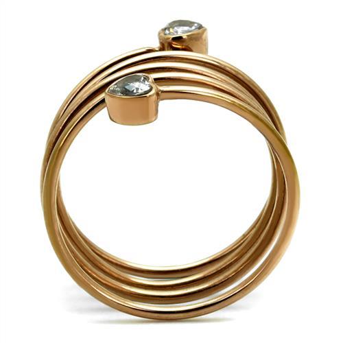 TK2836 - IP Rose Gold(Ion Plating) Stainless Steel Ring with AAA Grade CZ  in Clear LuxuryLifeWay Online Store