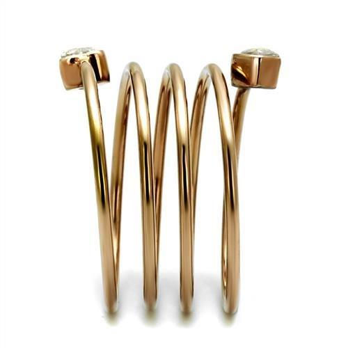 TK2836 - IP Rose Gold(Ion Plating) Stainless Steel Ring with AAA Grade CZ  in Clear LuxuryLifeWay Online Store