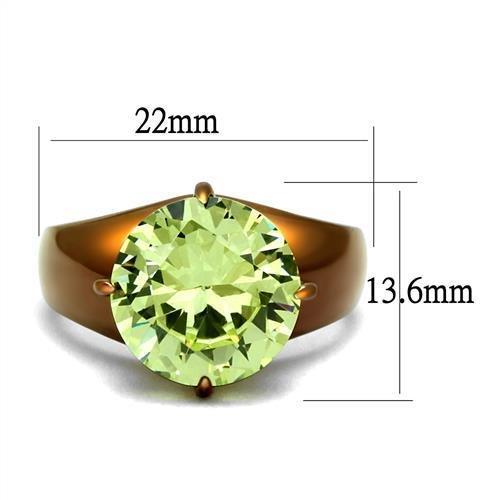 TK2839 - IP Coffee light Stainless Steel Ring with AAA Grade CZ  in Apple Green color LuxuryLifeWay Online Store