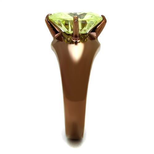 TK2839 - IP Coffee light Stainless Steel Ring with AAA Grade CZ  in Apple Green color LuxuryLifeWay Online Store