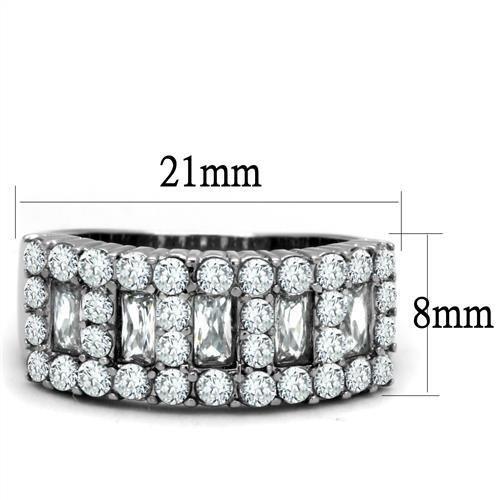 TK2866 - High polished (no plating) Stainless Steel Ring with AAA Grade CZ  in Clear LuxuryLifeWay Online Store