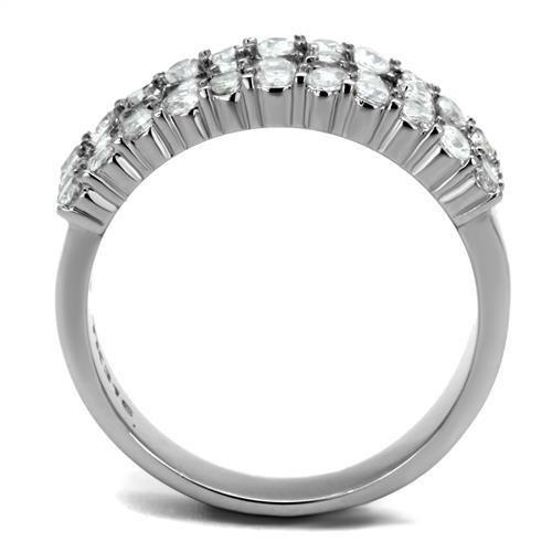 TK2866 - High polished (no plating) Stainless Steel Ring with AAA Grade CZ  in Clear LuxuryLifeWay Online Store
