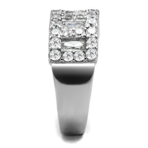 TK2866 - High polished (no plating) Stainless Steel Ring with AAA Grade CZ  in Clear LuxuryLifeWay Online Store