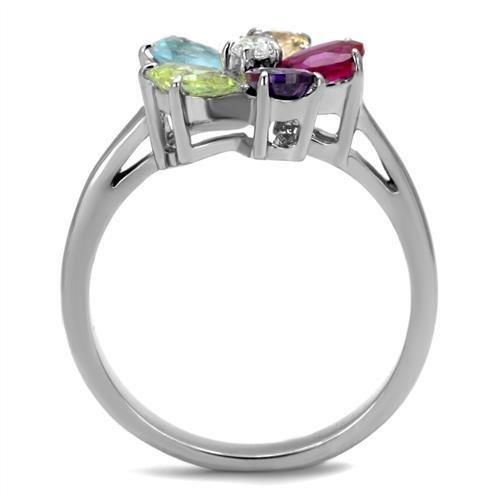 TK2867 - High polished (no plating) Stainless Steel Ring with AAA Grade CZ  in Multi Color LuxuryLifeWay Online Store