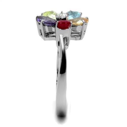 TK2867 - High polished (no plating) Stainless Steel Ring with AAA Grade CZ  in Multi Color LuxuryLifeWay Online Store