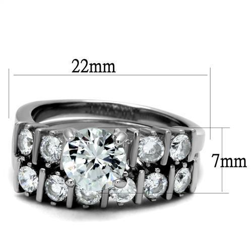 TK2869 - High polished (no plating) Stainless Steel Ring with AAA Grade CZ  in Clear LuxuryLifeWay Online Store