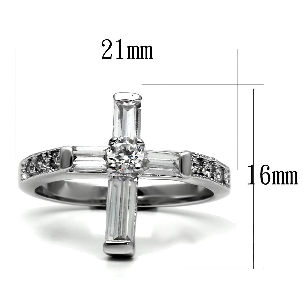 TK2871 - High polished (no plating) Stainless Steel Ring with AAA Grade CZ  in Clear LuxuryLifeWay Online Store