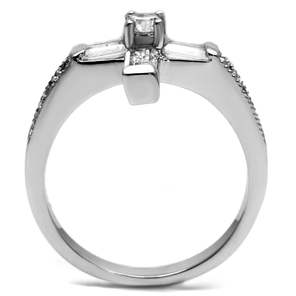 TK2871 - High polished (no plating) Stainless Steel Ring with AAA Grade CZ  in Clear LuxuryLifeWay Online Store