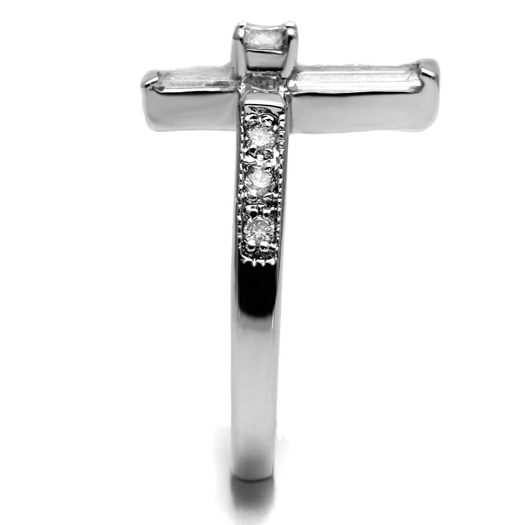 TK2871 - High polished (no plating) Stainless Steel Ring with AAA Grade CZ  in Clear LuxuryLifeWay Online Store