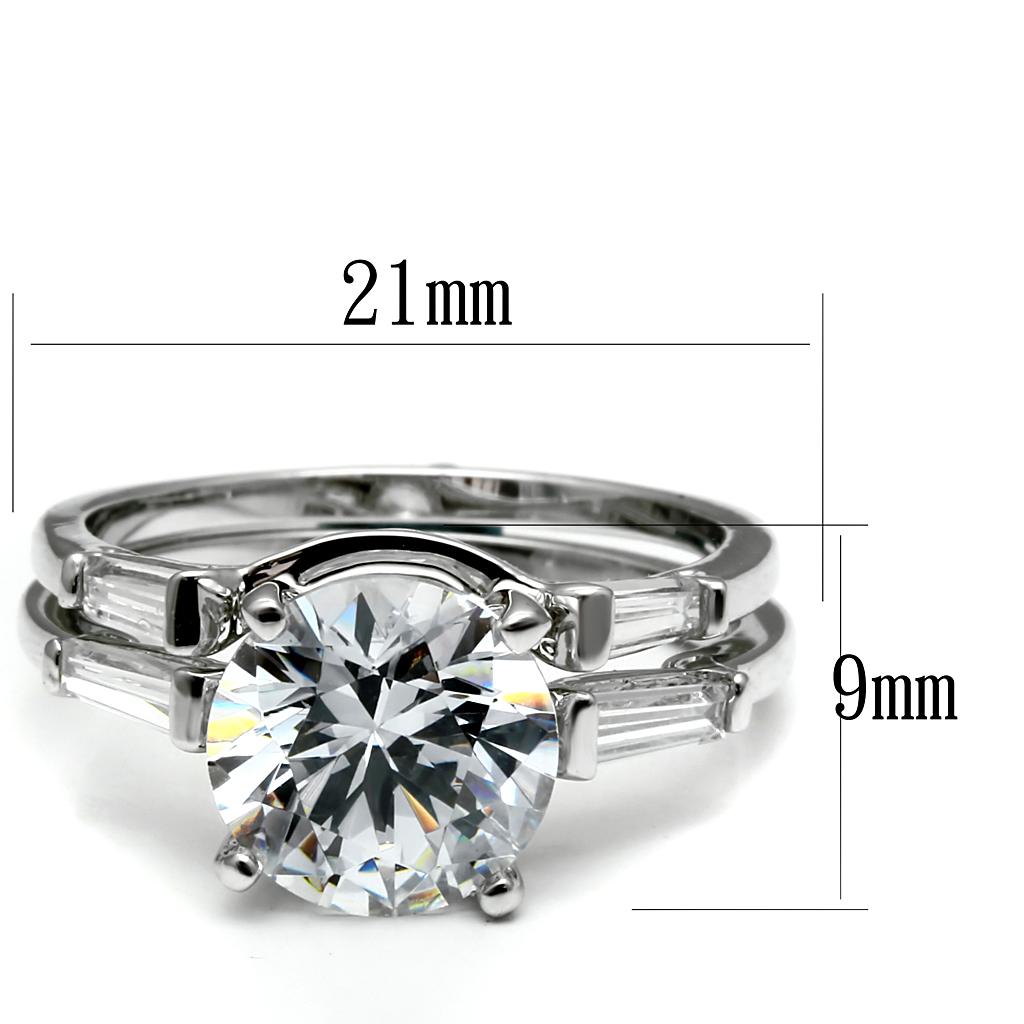 TK2878 - High polished (no plating) Stainless Steel Ring with AAA Grade CZ  in Clear LuxuryLifeWay Online Store