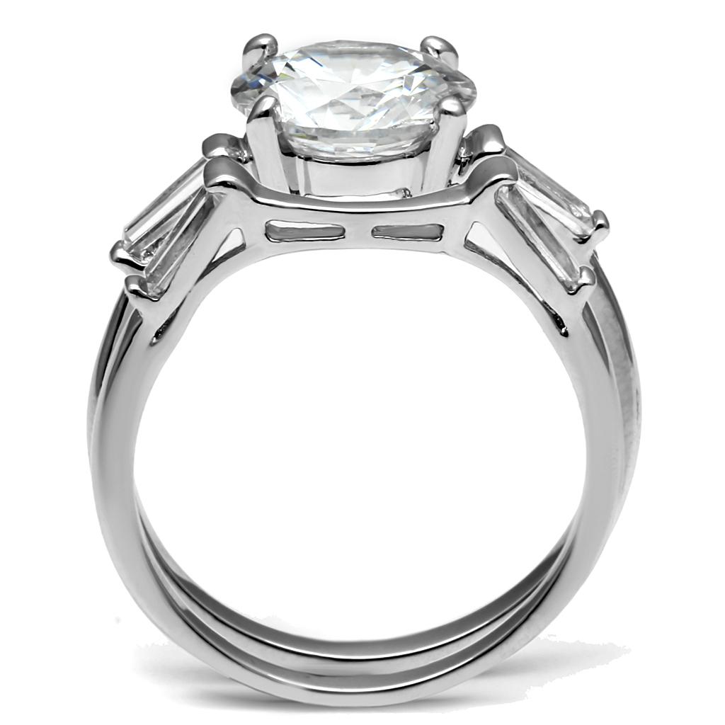 TK2878 - High polished (no plating) Stainless Steel Ring with AAA Grade CZ  in Clear LuxuryLifeWay Online Store