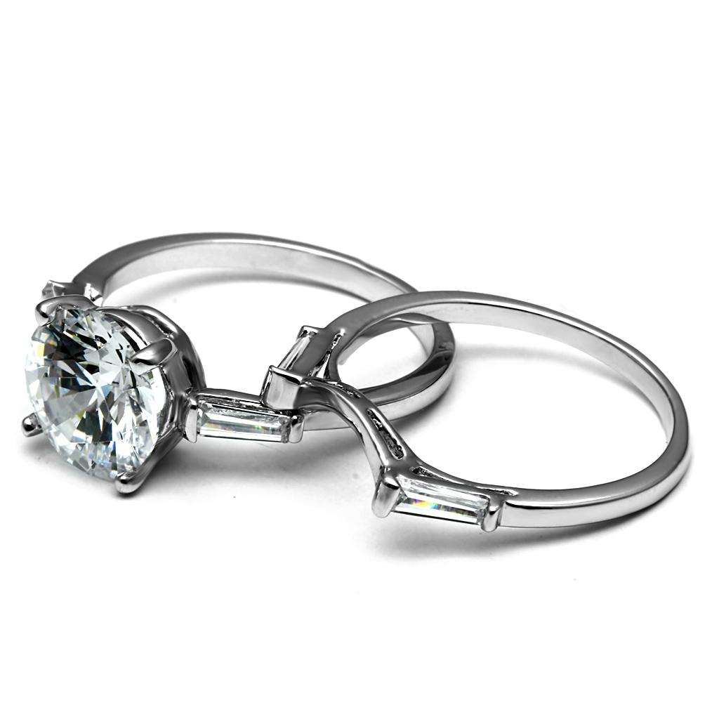 TK2878 - High polished (no plating) Stainless Steel Ring with AAA Grade CZ  in Clear LuxuryLifeWay Online Store