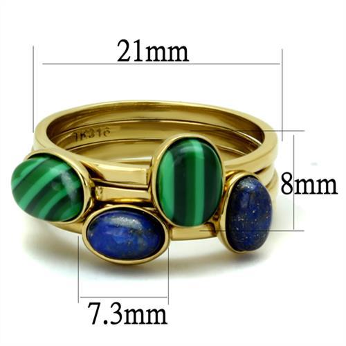 TK2905 - IP Gold(Ion Plating) Stainless Steel Ring with Synthetic MALACHITE in Emerald LuxuryLifeWay Online Store