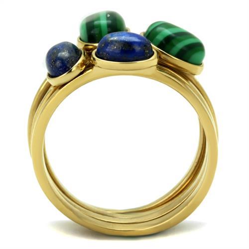 TK2905 - IP Gold(Ion Plating) Stainless Steel Ring with Synthetic MALACHITE in Emerald LuxuryLifeWay Online Store