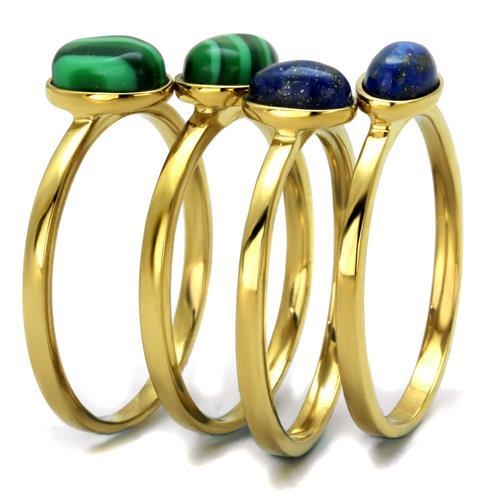 TK2905 - IP Gold(Ion Plating) Stainless Steel Ring with Synthetic MALACHITE in Emerald LuxuryLifeWay Online Store
