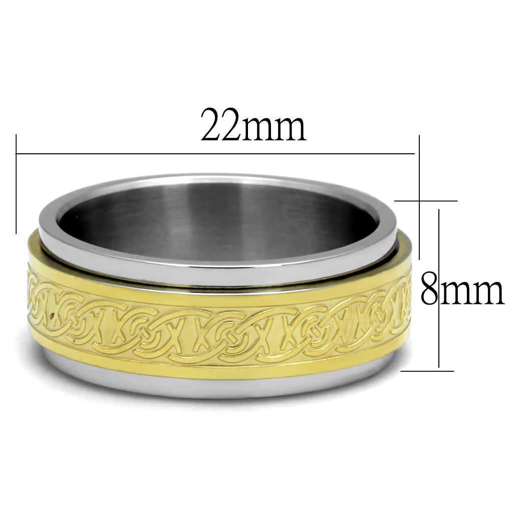 TK2939 - Two-Tone IP Gold (Ion Plating) Stainless Steel Ring with No Stone LuxuryLifeWay Online Store