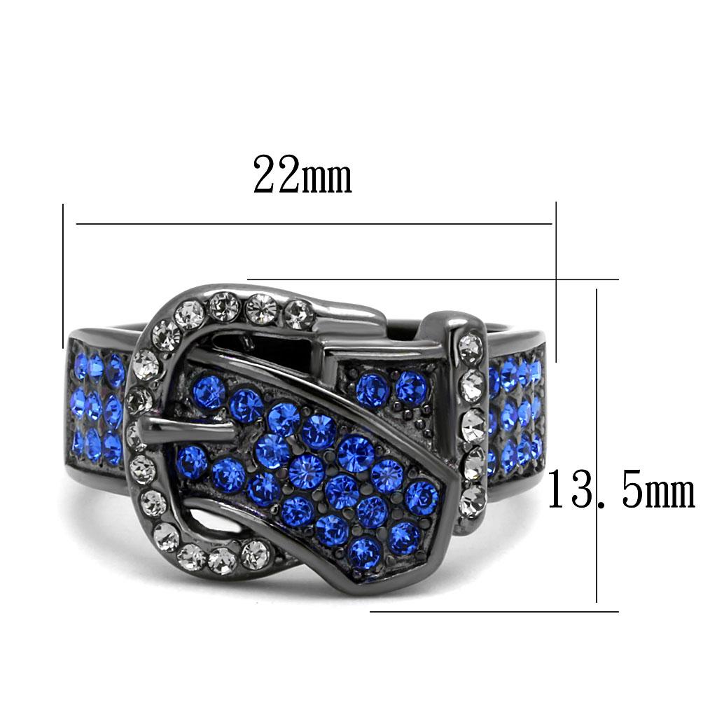 TK2995 - IP Light Black  (IP Gun) Stainless Steel Ring with Top Grade Crystal  in Multi Color LuxuryLifeWay Online Store