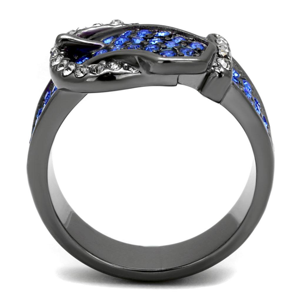 TK2995 - IP Light Black  (IP Gun) Stainless Steel Ring with Top Grade Crystal  in Multi Color LuxuryLifeWay Online Store