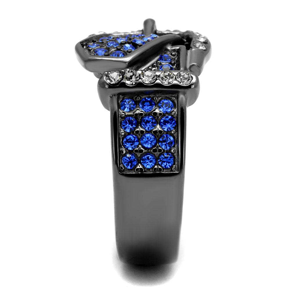 TK2995 - IP Light Black  (IP Gun) Stainless Steel Ring with Top Grade Crystal  in Multi Color LuxuryLifeWay Online Store