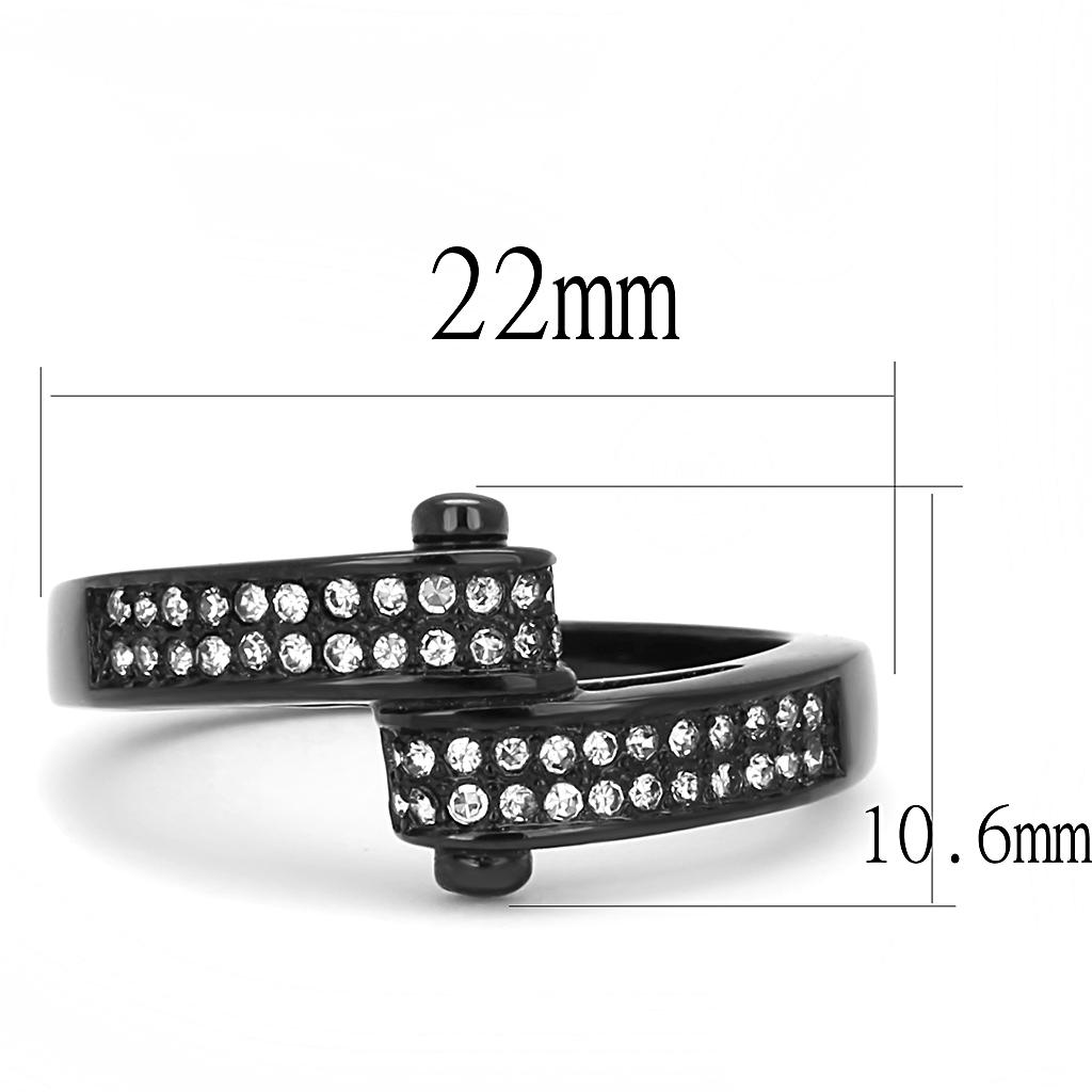 TK3049 - IP Black(Ion Plating) Stainless Steel Ring with Top Grade Crystal  in Clear LuxuryLifeWay Online Store