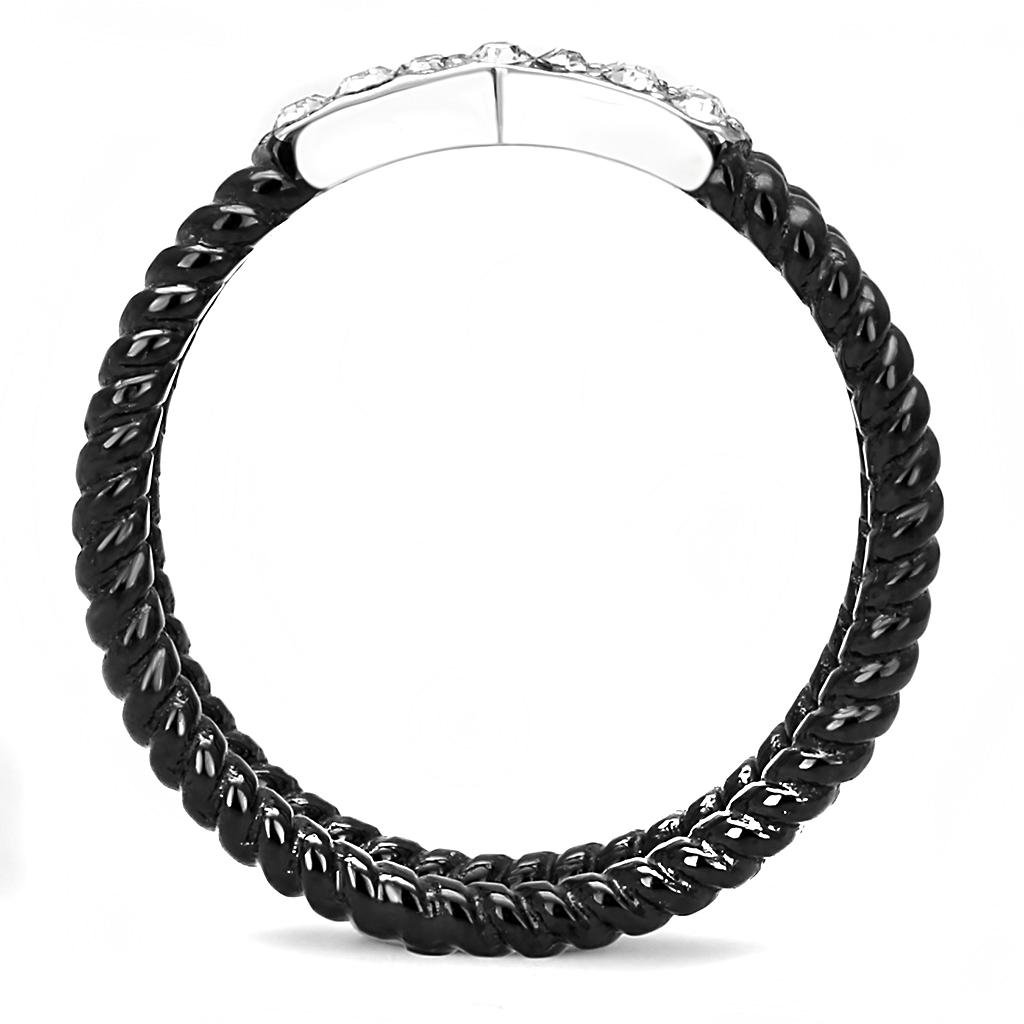 TK3053 - Two-Tone IP Black (Ion Plating) Stainless Steel Ring with Top Grade Crystal  in Clear LuxuryLifeWay Online Store
