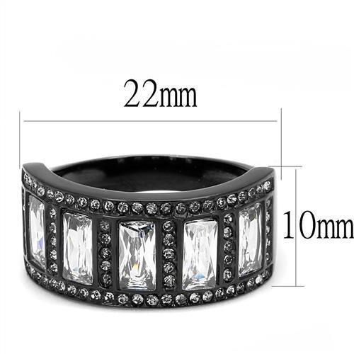 TK3168 - IP Black(Ion Plating) Stainless Steel Ring with AAA Grade CZ  in Clear LuxuryLifeWay Online Store