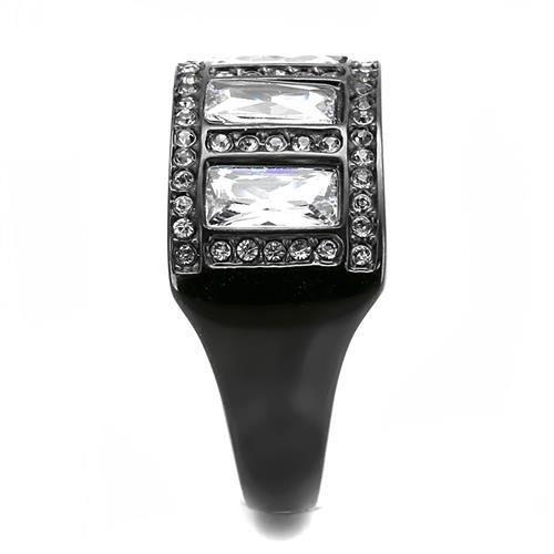 TK3168 - IP Black(Ion Plating) Stainless Steel Ring with AAA Grade CZ  in Clear LuxuryLifeWay Online Store